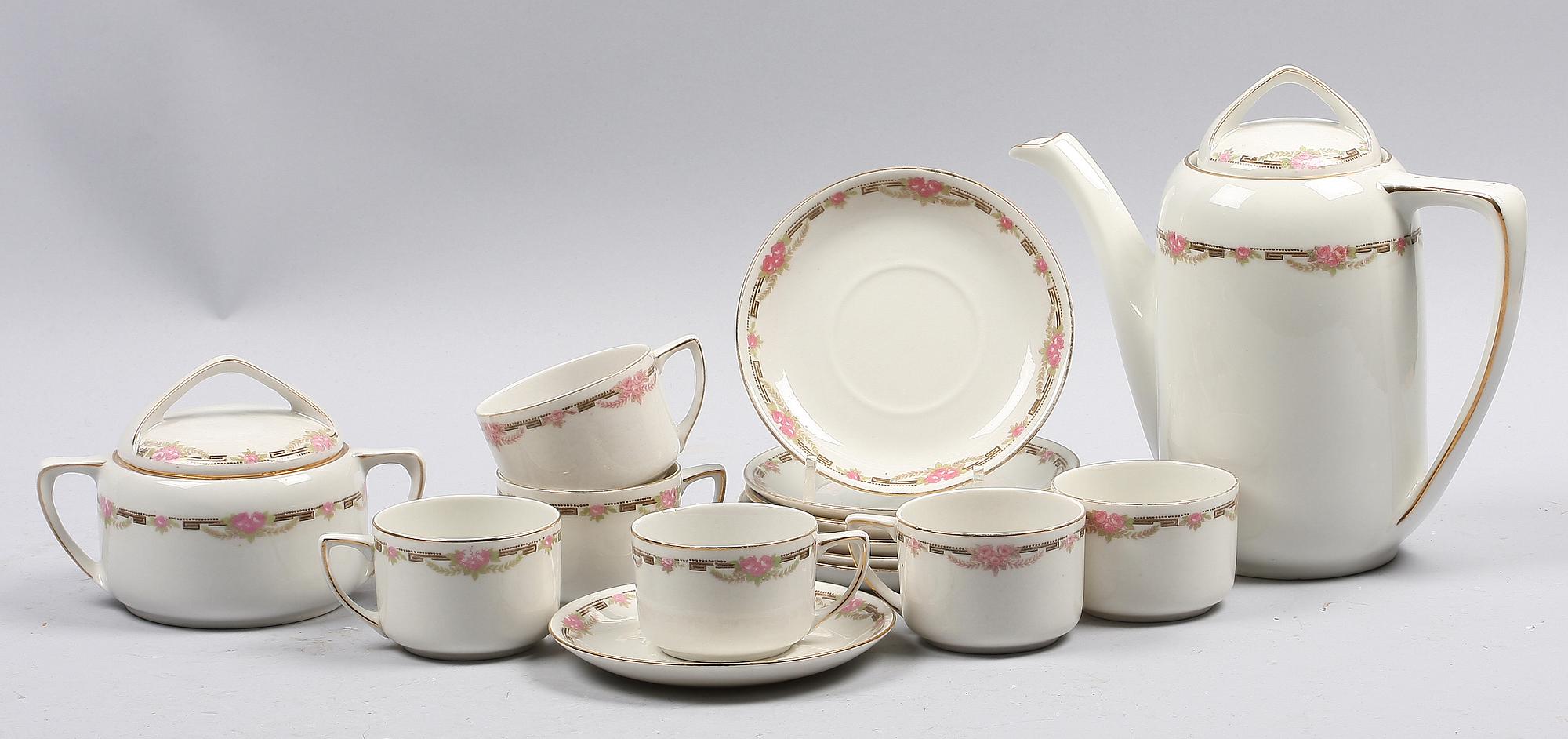 KAFFESERVIS, 8 delar, porslin, Rörstrand.