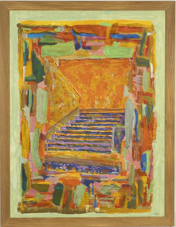 Rolf Hanson, mixed media on paper, signed.