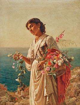 Sophie Anderson, "Flower Girl", motiv från Capri.