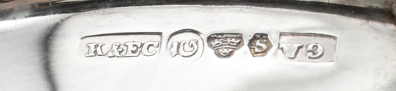 PUNSCHBÄGARE, 12 st, silver, Ceson Guldvaru Ab, Göteborg, 1972. Vikt ca 389g.