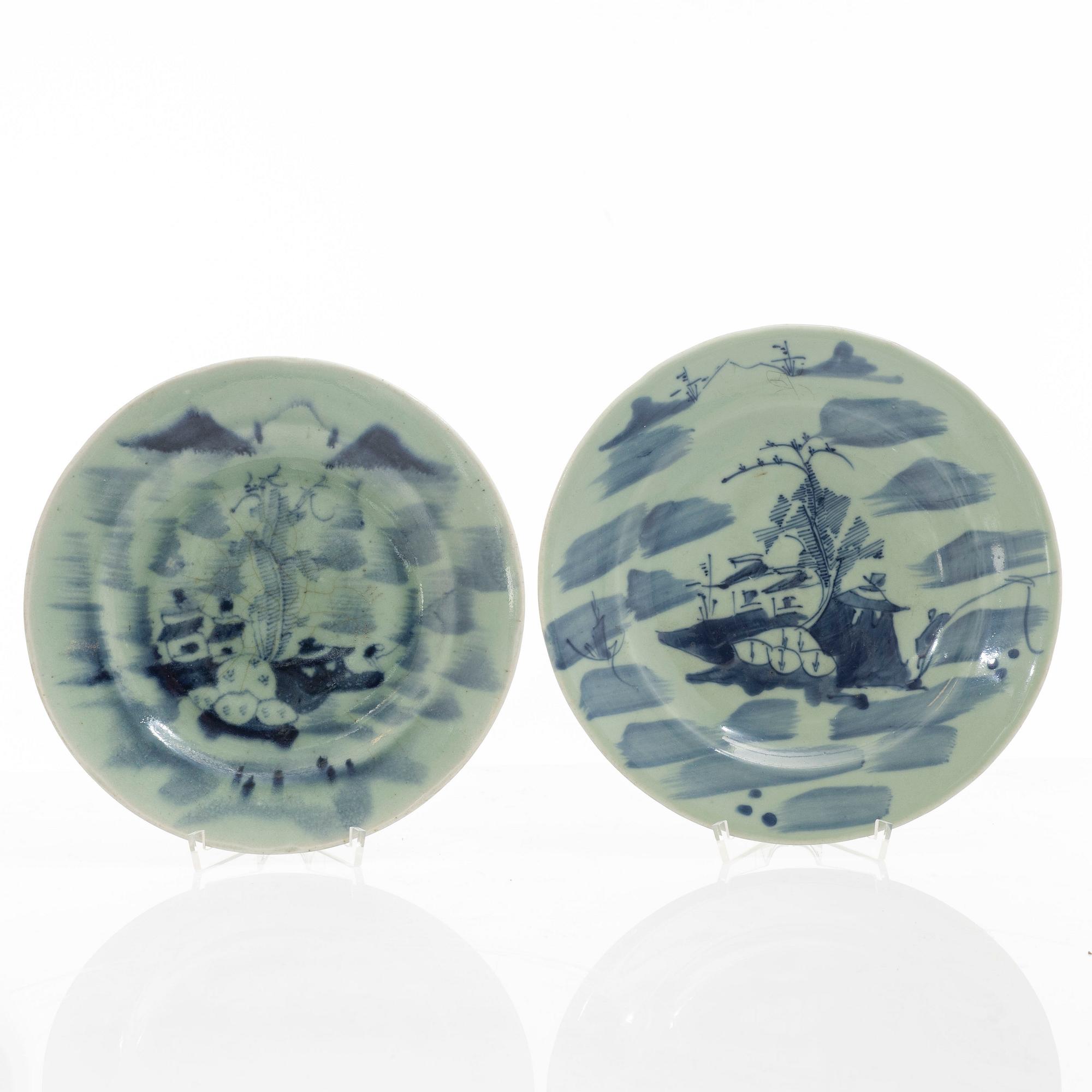 Tallrikar, 10 st, porslin, Kina, 1800-tal.