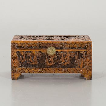 A late 20th Century Oriental Carved Camphor Wood Chest.