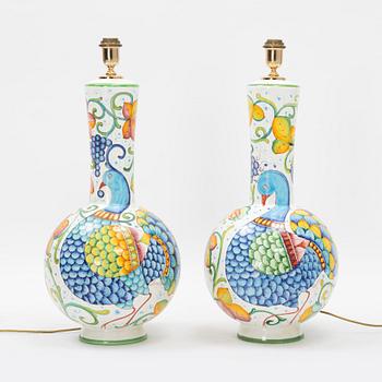 Bordslampor, ett par, keramik, Paolo Marioni, Italien.