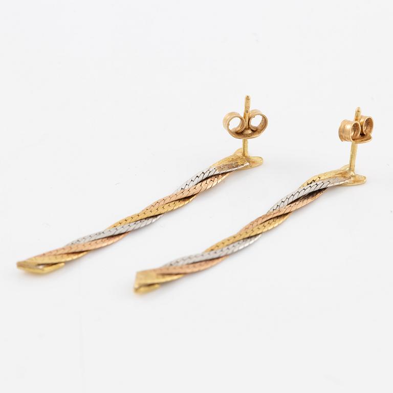 Earrings, a pair, 18K three-colour gold,