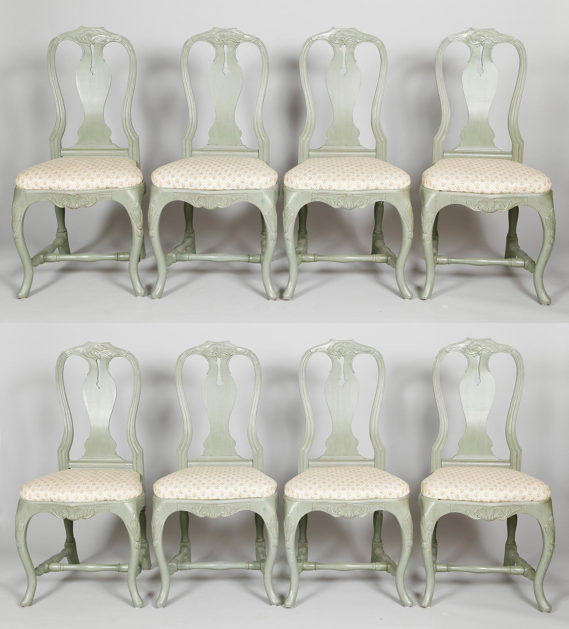 MATSALSMÖBEL, 11 delar, rokokostil, 1800-/1900-tal.