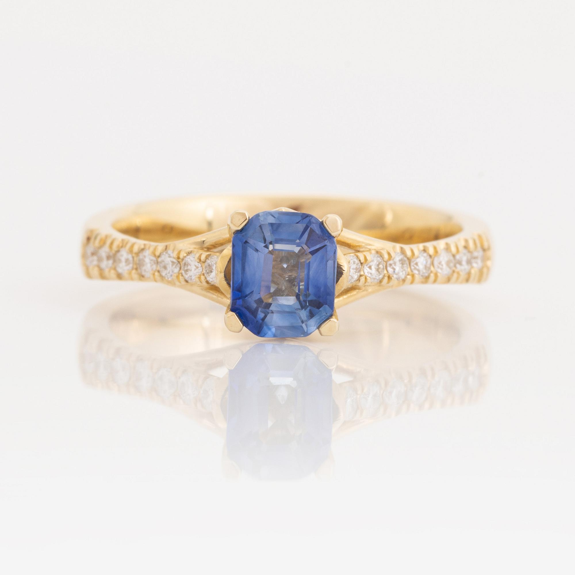 Sapphire and brilliant cut diamond ring.