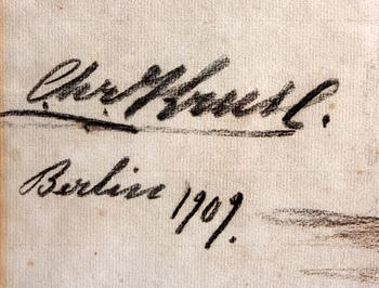 CHRISTIAN KRUSE, kolteckning, sign samt dat Berlin 1909.