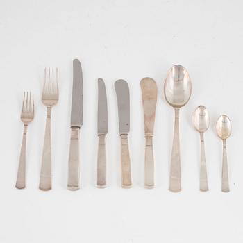 Jacob Ängman, a 64-piece silver flat wear set, "Rosenholm", GAB, Stockholm, Sweden, 1948-1978.