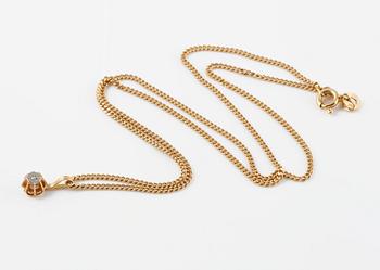 HÄNGE, 18K guld med liten åttkantslipad diamant, importstämplat.  Vikt 4,2 gram.