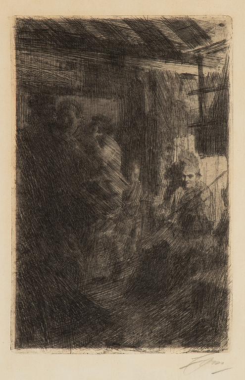 Anders Zorn, etsning, signerad Zorn med blyerts samt daterad 1917 i plåten.