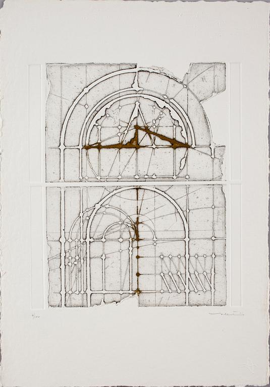 WALTER VALENTINI, etsningar, 3 st, i mappar. Sign.