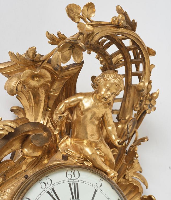 A French Louis XV gilt bronze clock by Ferdinand Berthoud (1727-1807).