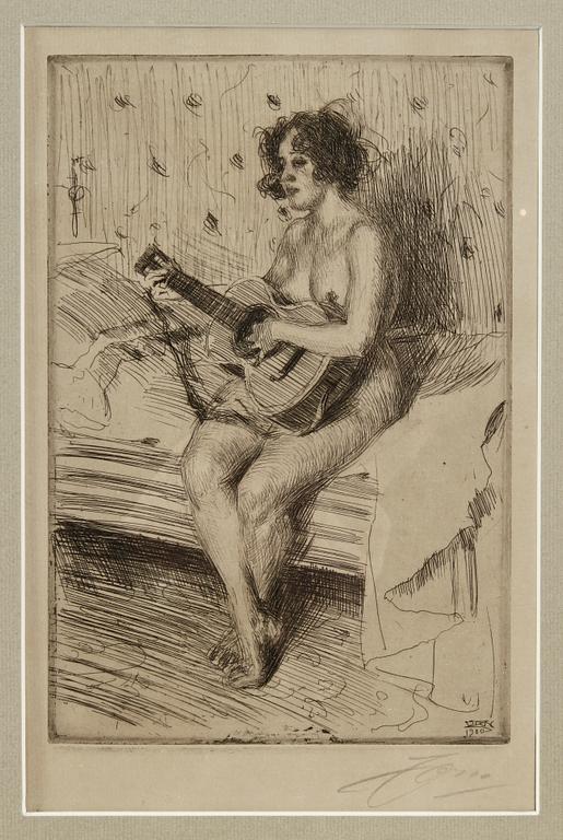 ANDERS ZORN, etsning, sign, utförd 1900.