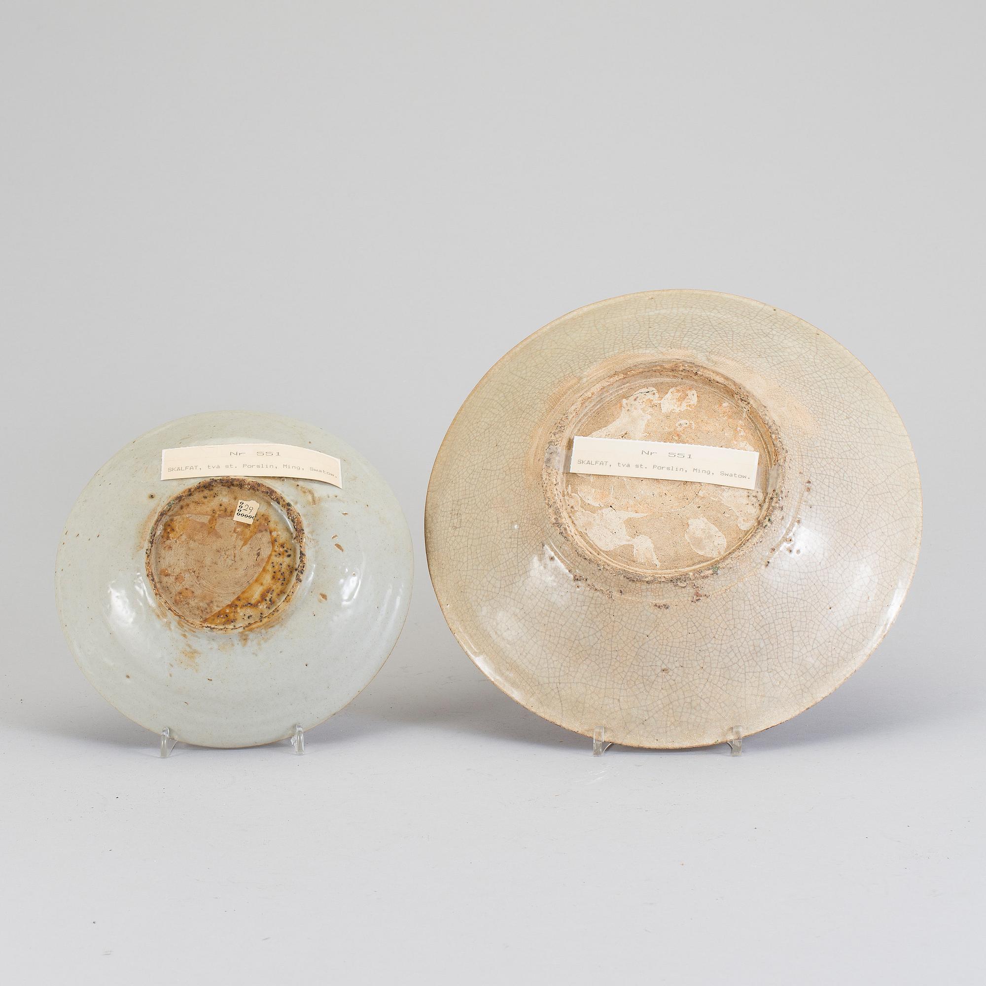 SKÅLFAT, 2 st, porslin, Swatow, Ming dynastin, Wanli (1572-1620).