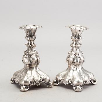 A pair of 20th century silver candle sticks mark of GAB Stockholm 1944.