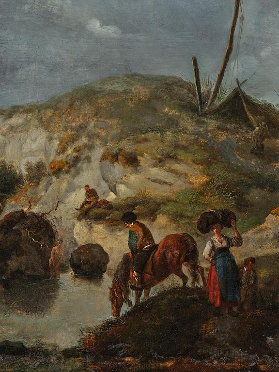 Jan Wijnants, attributed to, Dune landscape with figures.