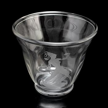SIMON GATE, an engraved glass vase, Orrefors, Sweden 1939.