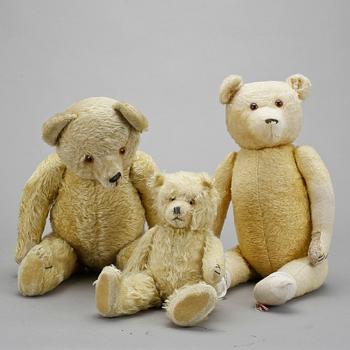 PARTI MJUKDJUR, 3 st. Bland annat Steiff och Hermann. 1900-tal.