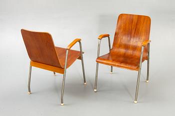 Armchairs, 6 pcs, mid-20th century.