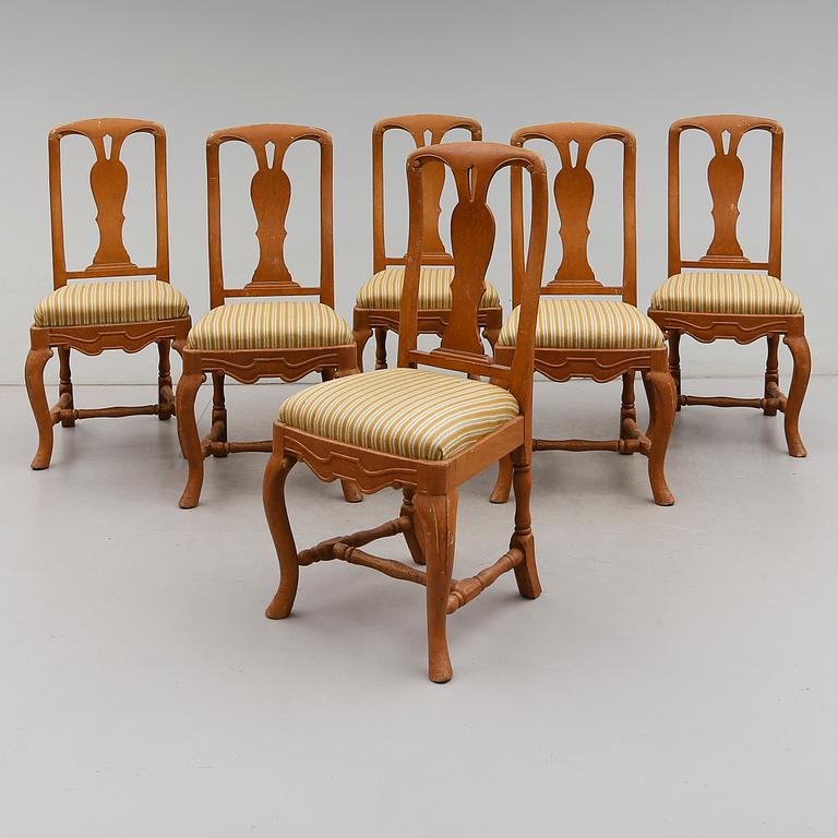 STOLAR, 6 st, senbarockstil, 1800-talets andra hälft.