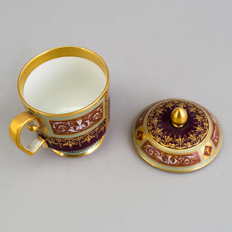 An early 19th century empire cup with saucer and cover with Wien mark.