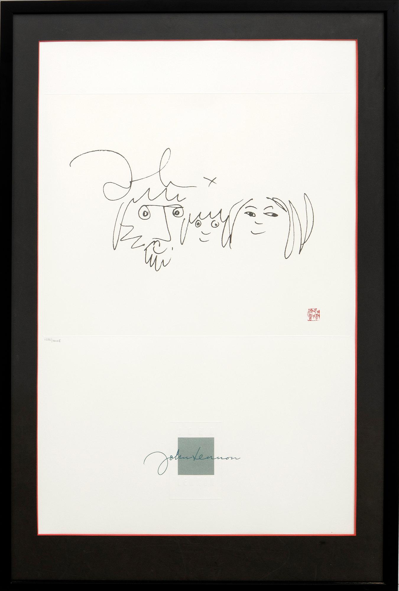 John Lennon, after etchings 4 pcs printed signature numbered 1585/3000E.