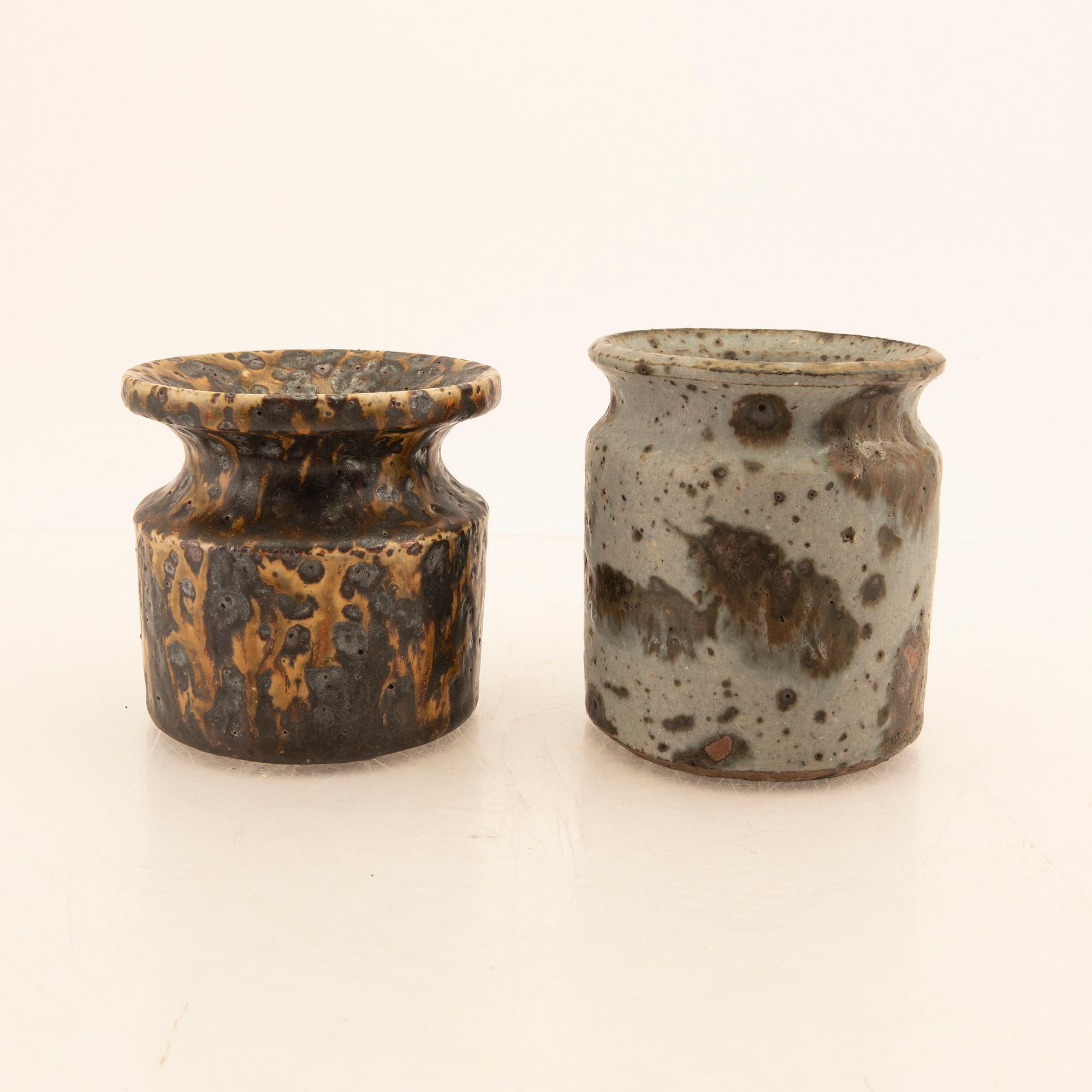 Claes Thell and Rolf Palm vases/jars 2 signed stoneware.