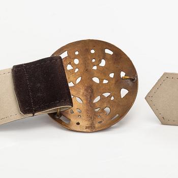 A leather belt with a bronze buckle, model 27. Kalevala Koru, Helsinki.