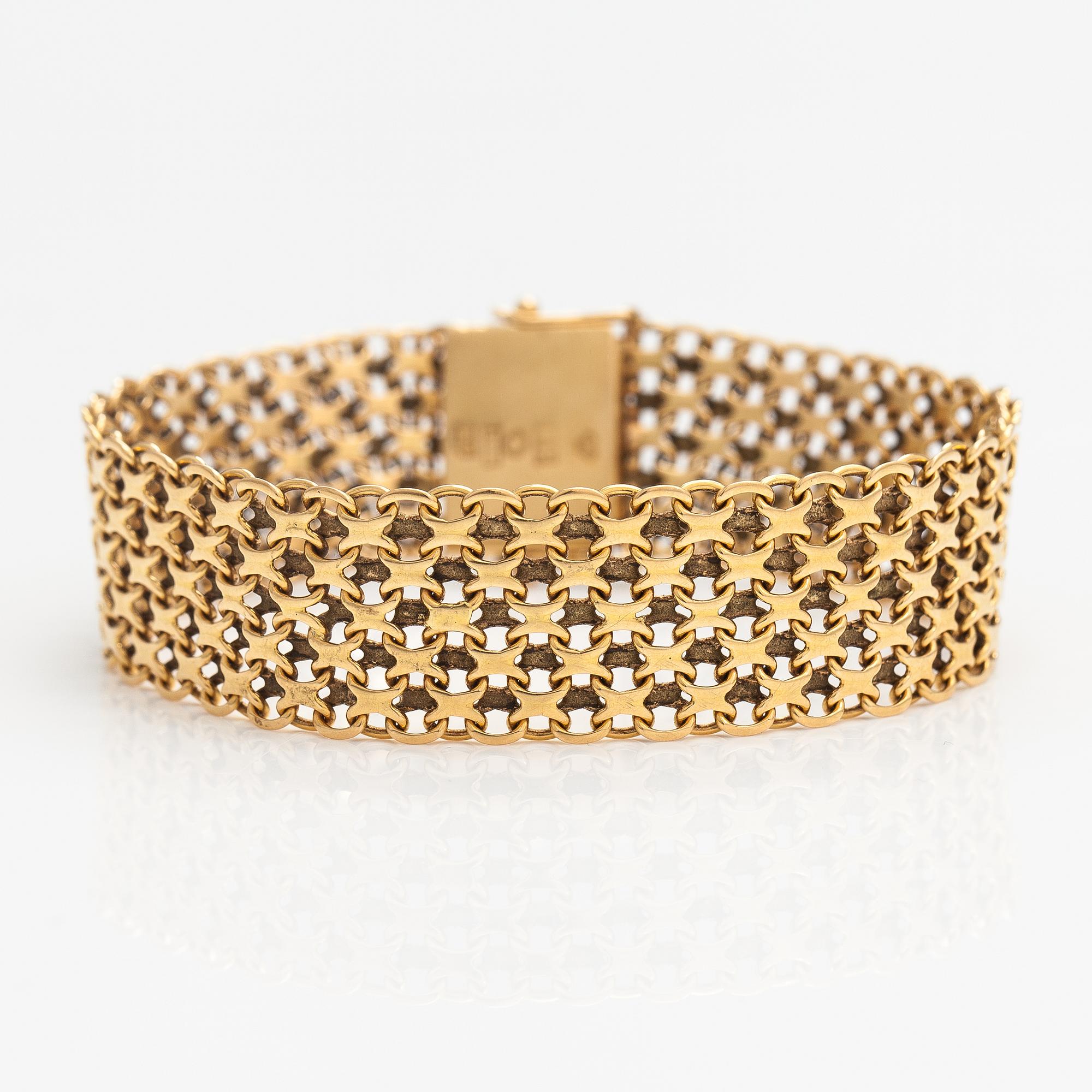 Armband, 18K guld. Esto Ab Guldvarufirman, Stockholm 1980.
