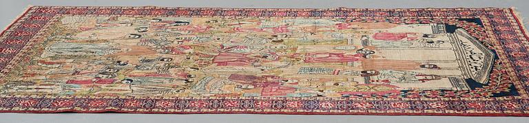 MATTO, an antique Kerman Laver figural, "the Rulers of the World", ca 236,5 x 140,5-143,5 cm.