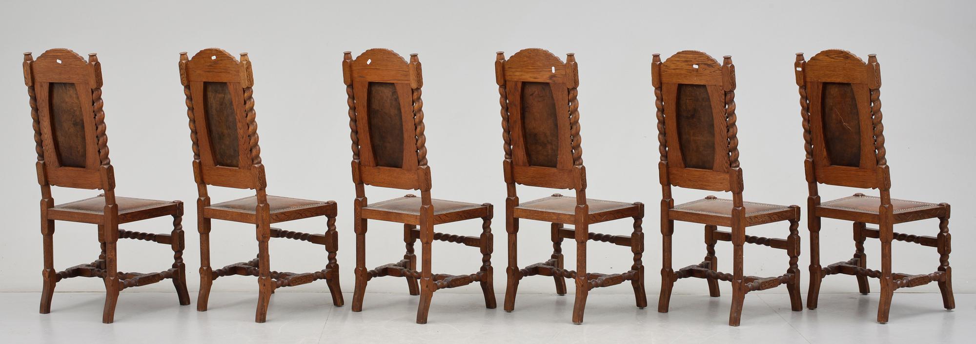 STOLAR, 6 st, barockstil, 1900-talets början.