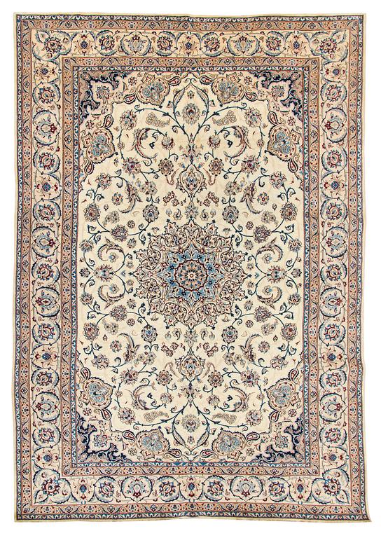 A carpet, Nain, part silk S.K 9LAA. Circa 352x248 cm.