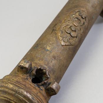 AN EAST ASIAN BRASS BOAT RAIL CANNON, 19th century.