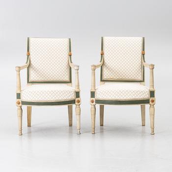 Karmstolar, ett par, directoire, Frankrike, sent 1700-tal.