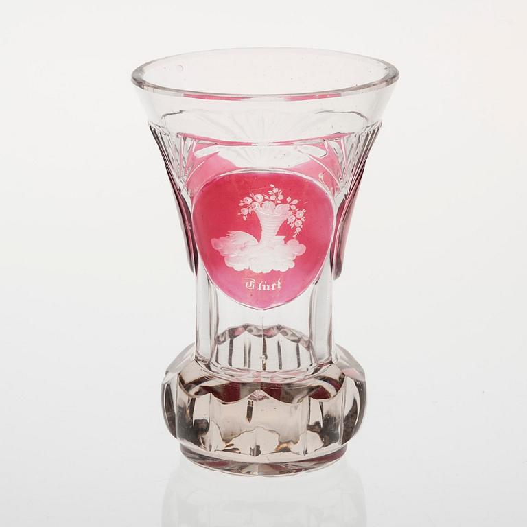 BÄGARE, glas, Böhmen, 1800-talets mitt.