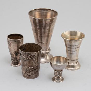 PARTI SILVER, 5 delar, silver, 1900-talets första kvartal. Vikt 395 g.