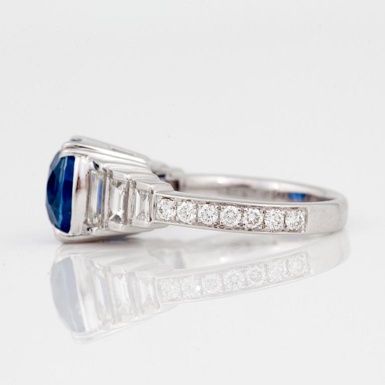 An unheated Ceylon sapphire and diamond ring.