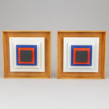 BENT KARLBY, a pair of 1960's 'Kvadrille' wall lamps by Bengt Karlby.