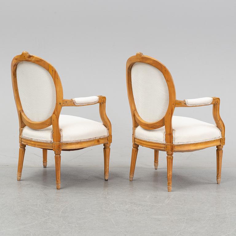 A pair of Gustavian armchairs, late 18th century.