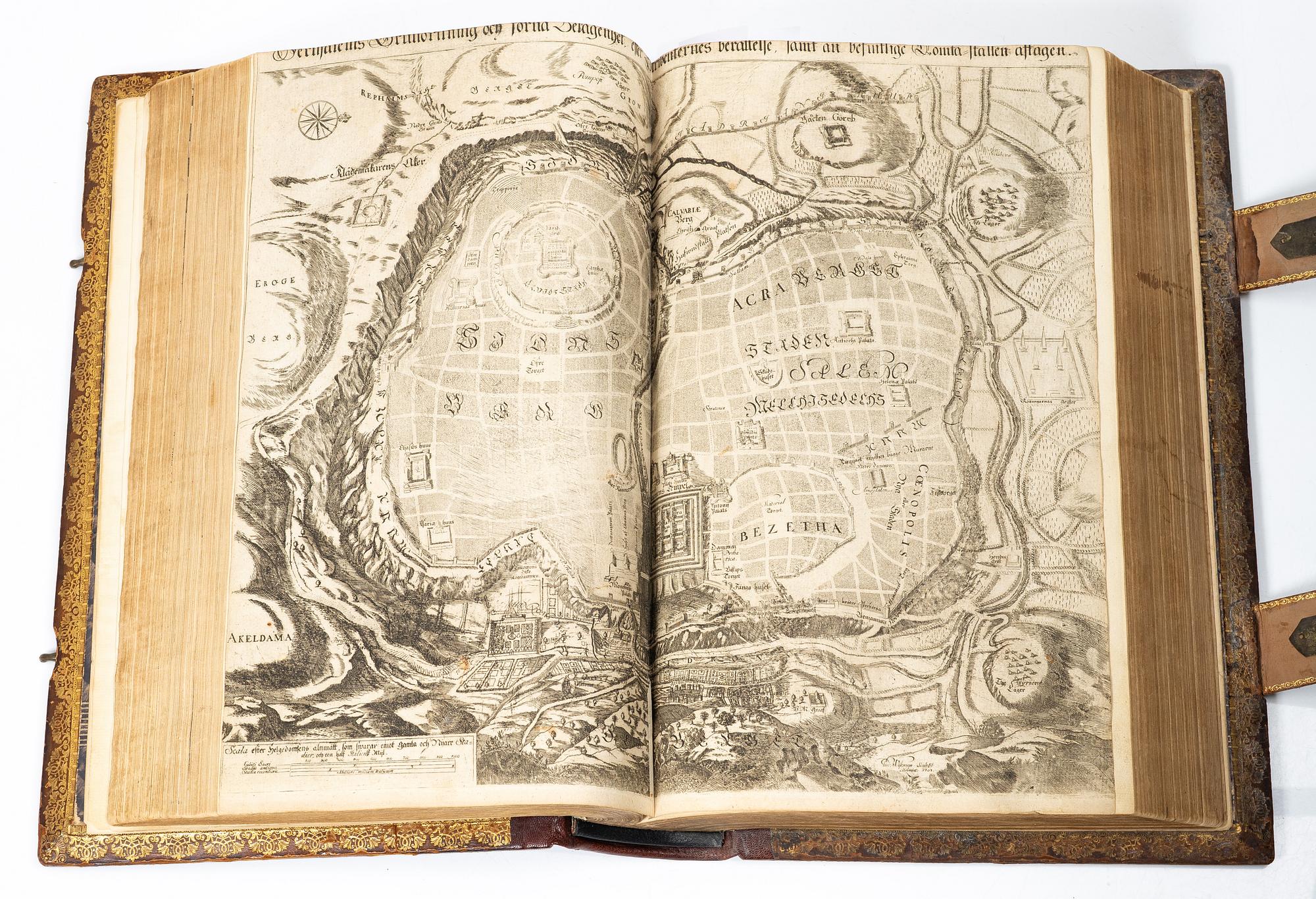 Karl XII:s stora kyrkobibel, 1702-3, med Peringskiölds bibliska historia, 1713.