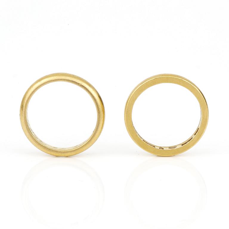 RINGAR, 2 st, 23K guld, Sverige, 1900-talets första hälft.