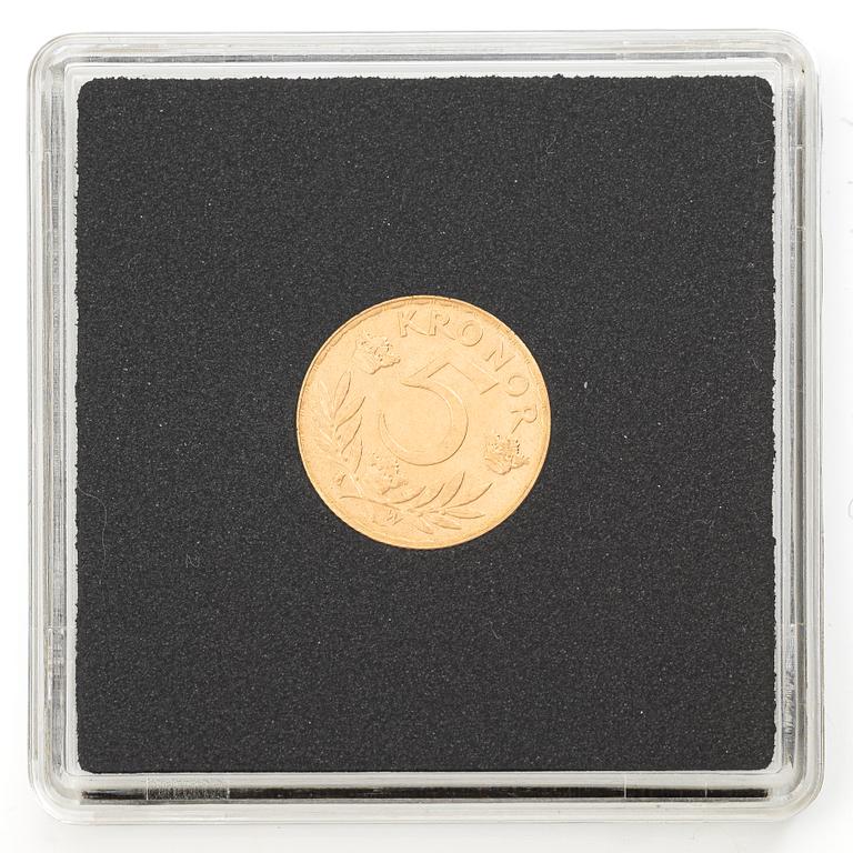 Guldmynt, Sverige, Gustav V, 5 kr, 1920.