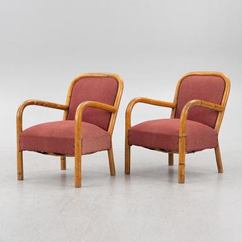 Armchairs, a pair, 1930s-40s.