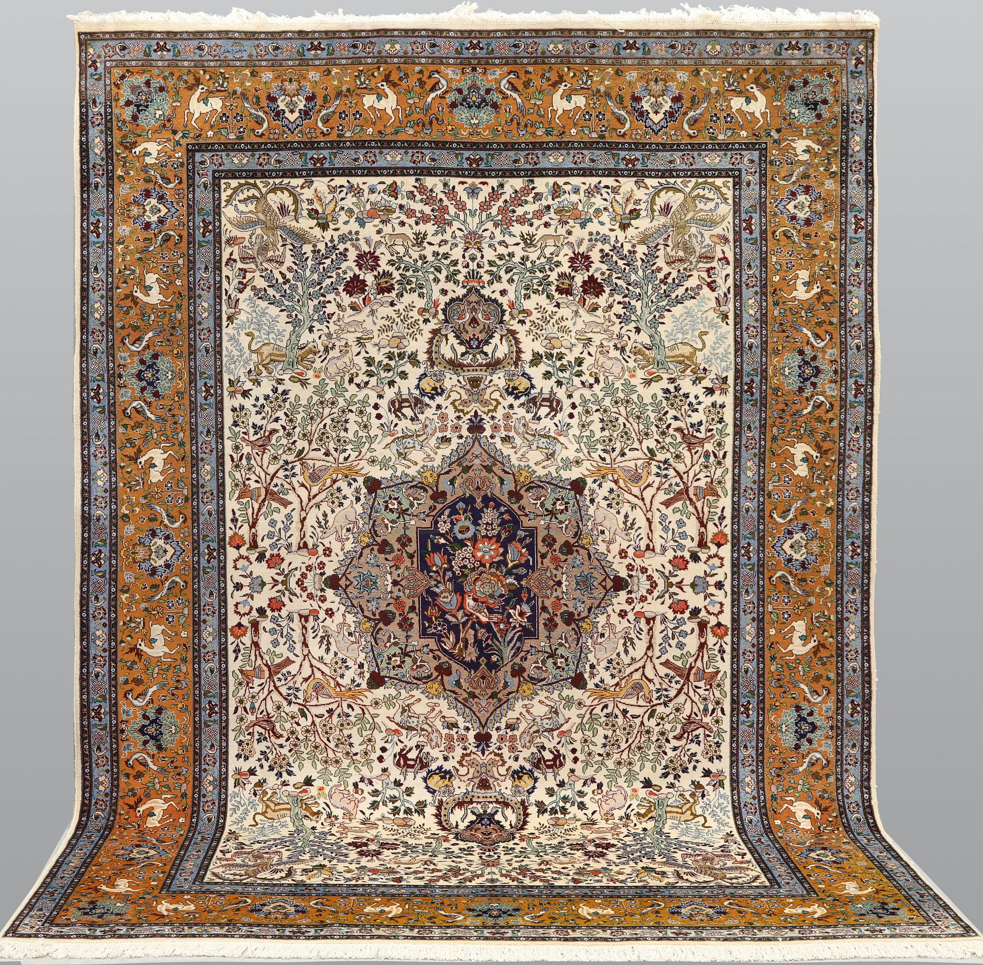 Matta, figural Täbris, ca 290 x 208 cm.