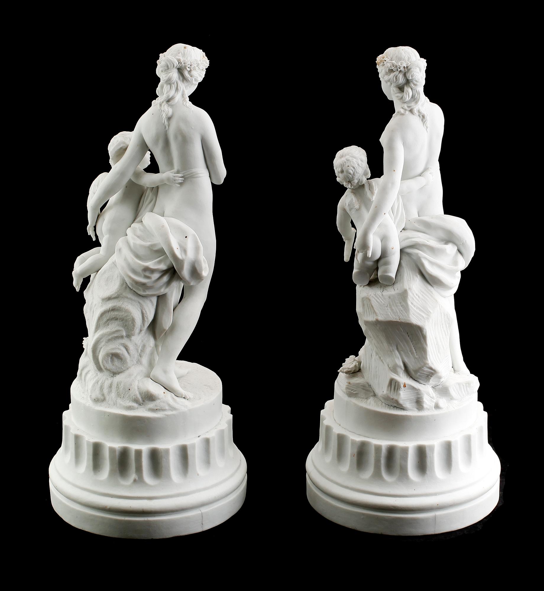 SKULPTURER, 2 st, marmormassa, möjligen Frankrike, 1800-talets andra hälft.