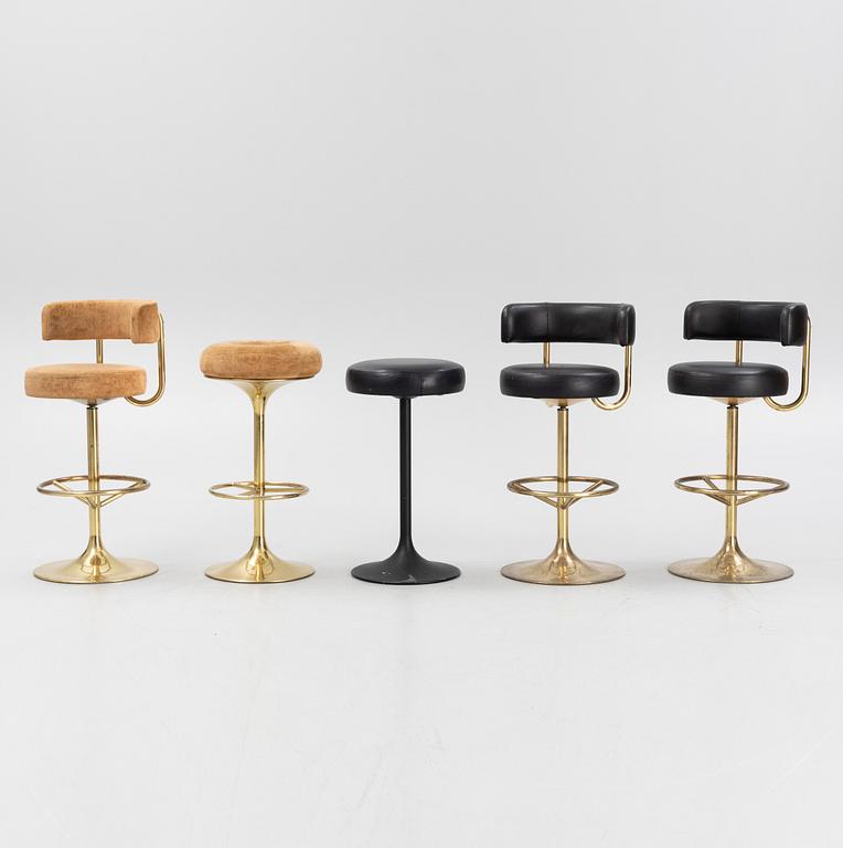 Barstolar, 3 st, barpallar 2 st, Johanson Design. 1900-talets slut.