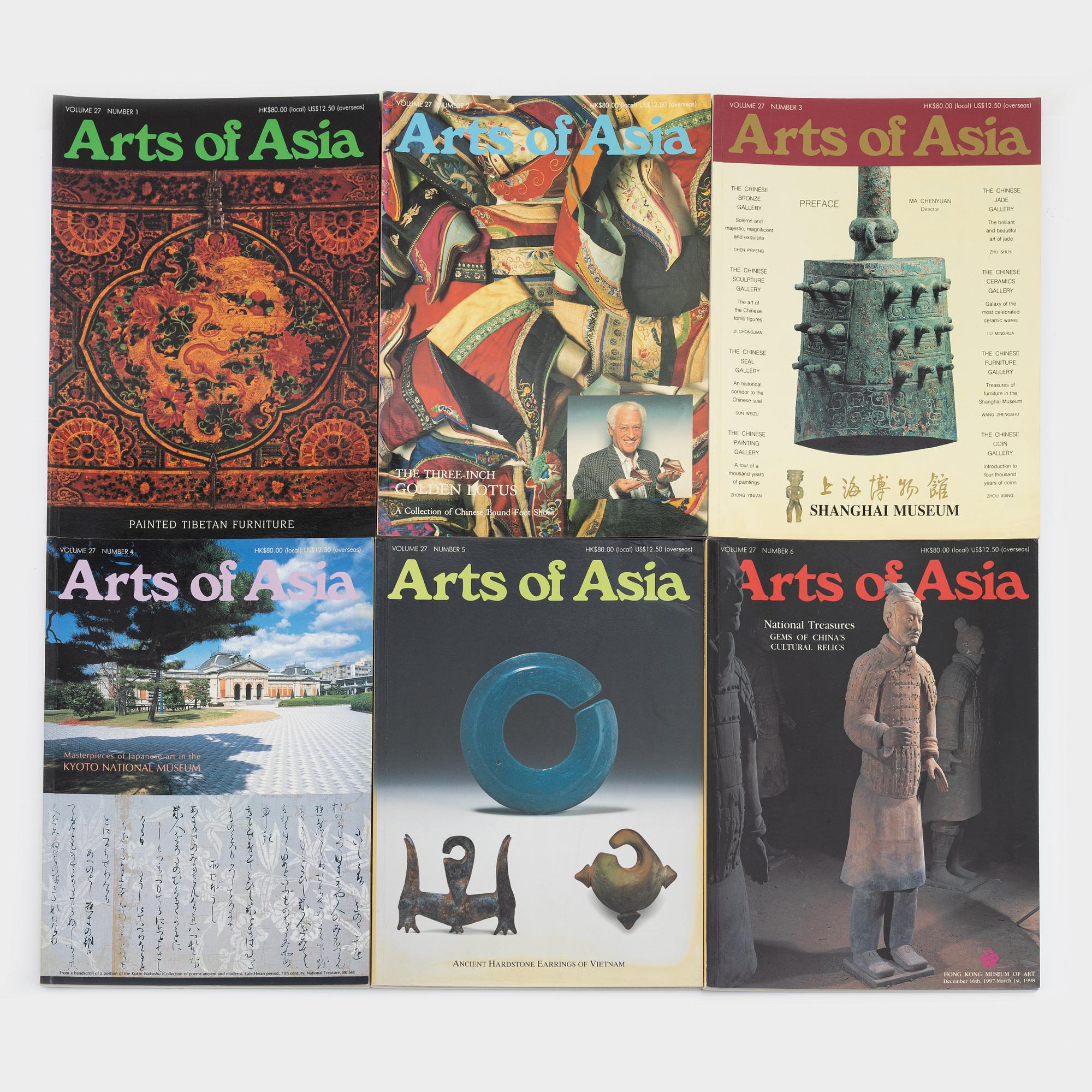 Tidskriften Arts of Asia, 46 magasin. Tidsera 1978-2000.