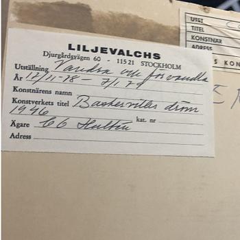 CO Hultén, akvarell och tusch på tidningssida, signerad och utförd 1946,