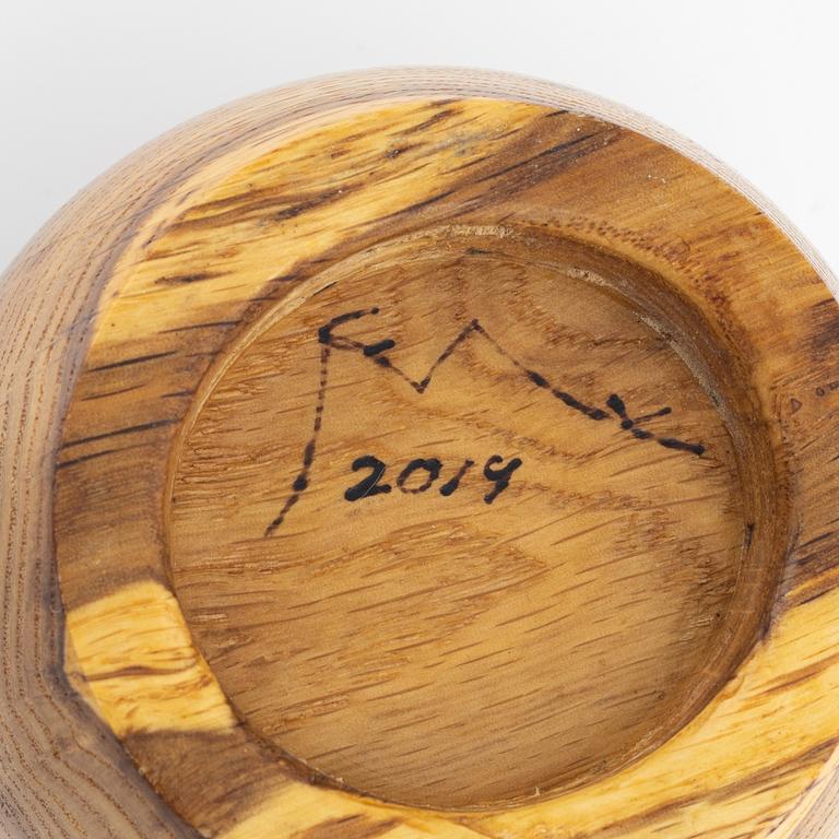 Magnus Ek, a set of eight oak wood bowls for Oaxen Krog, 2019.
