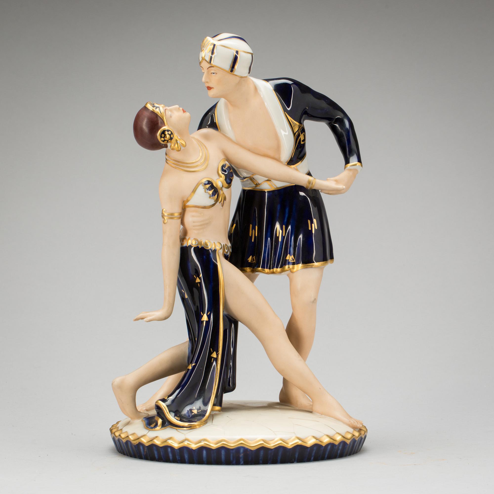 FIGURGRUPP, porslin, Art Deco, Royal Dux, 1920/30-tal.